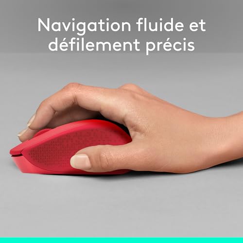 Logitech M330 Silent Plus Souris Sans Fil, Récepteur Nano USB 2,4GHz, Résolution Capteur Optique 1000 Ppp, Pile Durée 2 Ans, Compatible PC, Mac, Ordinateur Portable, Chromebook - Rouge