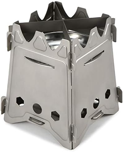 Lixada Camping Titanium Wood Stove Ultralight Folding Camp Stove with Alcohol Tray Portable Outdoor Cooking Stove for Backpacking Hiking Picnic