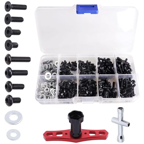 351PCS RC Screws Kit Bolts Hardware Fasteners RC Wheel Wrench Repair Tool Box Set Hobby Universal Spare Accessories for Traxxas Arrma Axial Redcat Tamiya HPI SCX10 Losi 1/8 1/10 Scale RC Car Crawler