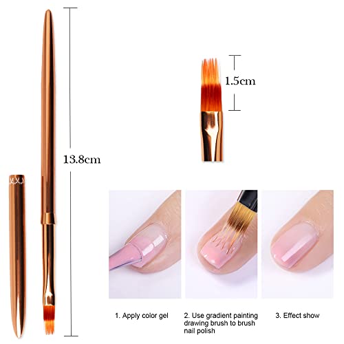 Image of 1Pc Kolinsky Nail Art Brushes, Ombre Nail Brush Rose Gold Acrylic Nail Design Tool Gradient Color Painting Pen Professional Manicure Brushes Nail Art Tools