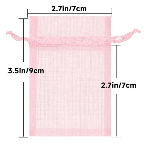 Image of joycraft 50Pcs Blush Pink Organza Bags - 2.7x3.5 In Sheer Drawstring Mesh Pouch, Small Jewelry Organza Gift Pouch for Wedding Favor, DIY Craft, Small Business, Candy,Bags