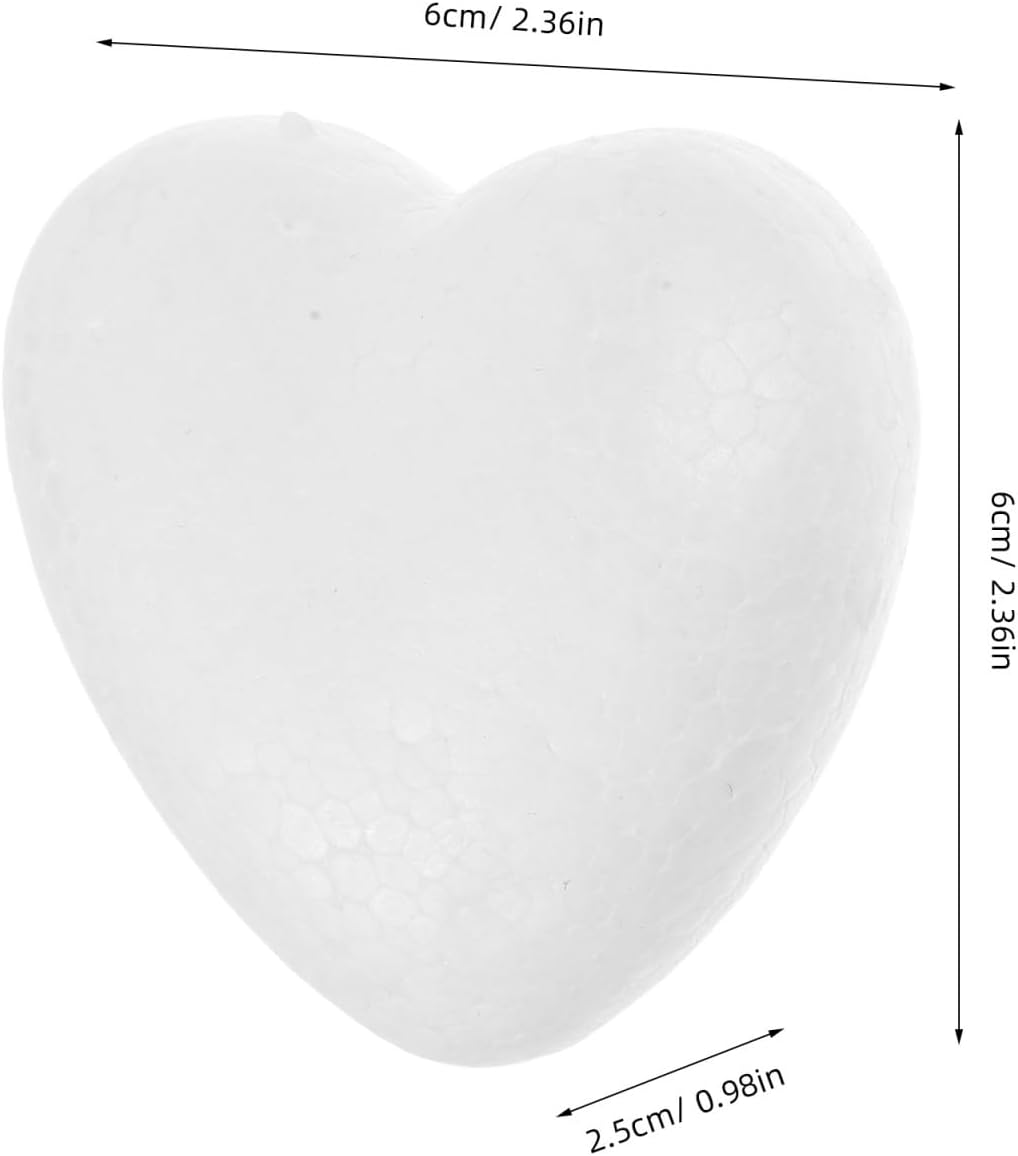 IWOWHERO 10Pcs Heart Foam Shaps Balls for DIY Wedding Valentine Party Decorations Smooth Polystyrene Foam Balls Cake Toppers Baby Shower Painting and Art Projects 2.36x0.98Inch