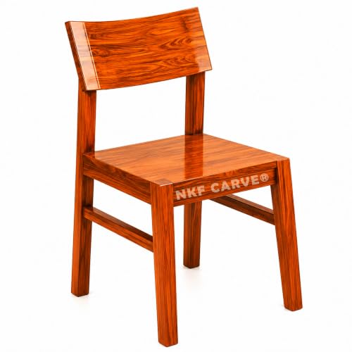 Image of Sheesham Wood Four Seater Dining Table & Chair Wooden 4 Seater Solid Sheesham Wood Round Dining Table with Curved Backrest Pattern Chairs for Home & Dining Room Shining Honey Finish