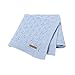mimixiong Coperta per bambini lavorata a maglia in cotone 100% per, 100 x 80 cm(Blu)