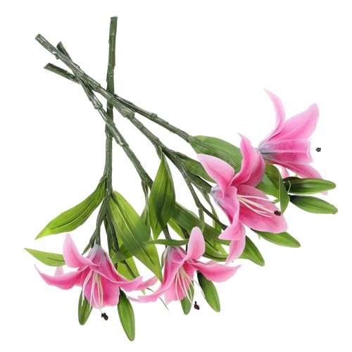 Mobestech 4piezas Lirios Falsos Flor Realista Decoración Hogar para Bodas Eventos