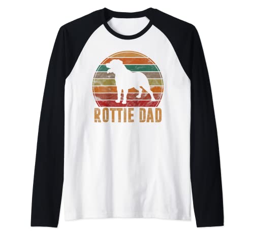 Retro Rottweiler Dueño de perro Rottweiler para papá Camiseta Manga Raglan