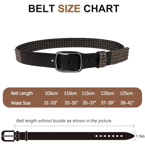 Studded Belt Metal Punk Rock Rivet, Vintage Retro Pointed Rivets Belt 4 Row Studded Belts for Women Men Jeans Dresses3