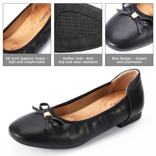 Image of Women's Comfortable Round Toe Bow Ballet Flats Shoes