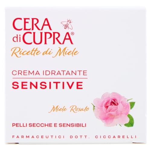 Cera di Cupra, Crema Hidratante Sensible, Restaura la Hidratación Óptima, Acción Ultra-confort, Nutre las Pieles Secas y Sensibles, Made in Italy, Dermatológicamente Probada, Frasco de 50 ml