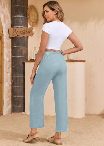 Image of EDUWU Women Casual Pants Loose High Waist Cropped Palazzo Beach Pants Summer Outfits 2026 Trendy