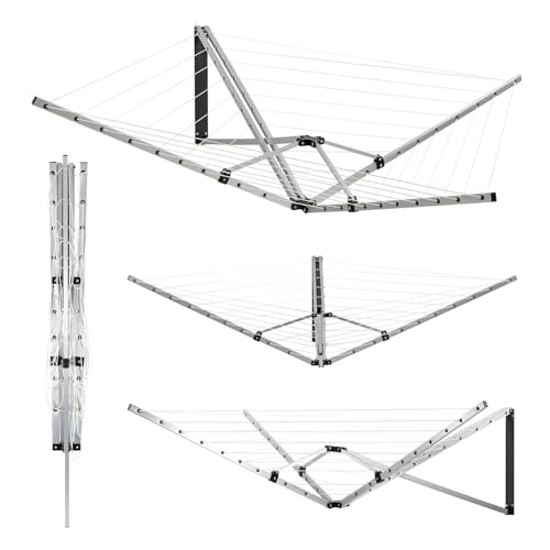 Taylor & Brown 27m Wall Mounted 5 Arm Retractable Washing Line | Foldable Clothes Airer | Heavy-Duty Aluminium Laundry Dryer for Indoor & Outdoor Use