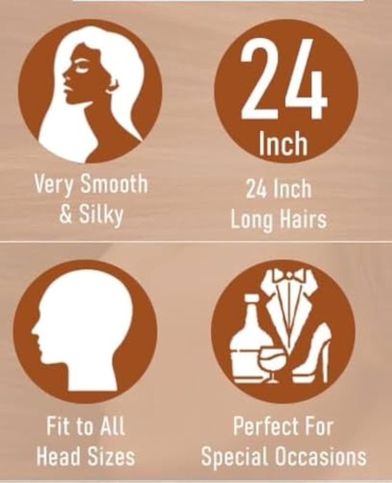 Women's Natural Brown Curly/Wavy Hair Extensions, 24 Inch