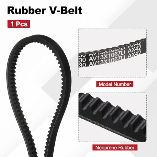 Image of AX42 Belt, Raw Edge Cogged Industrial Rubber EPDM V-Belt, Pack of 1 | 1 /2 inch(13mm) Width x 42 inch(1067mm) Inside Circumference x 5 /16 inch(8mm) Height