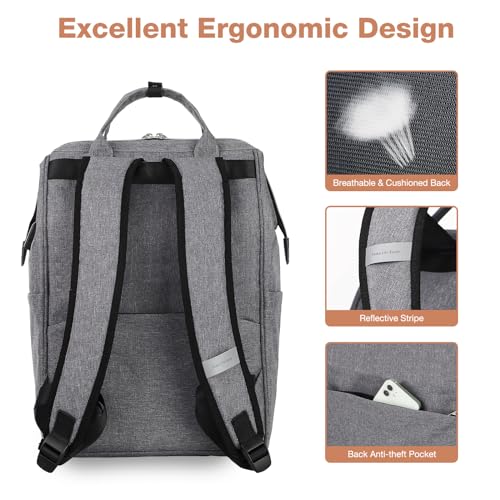 Laptop Backpack Women, 15.6 Inch Business Travel Backpack for Women, Water Resistant Computer Backpack Anti Theft Backpack for Work/School/College, Dark Grey - Image 4