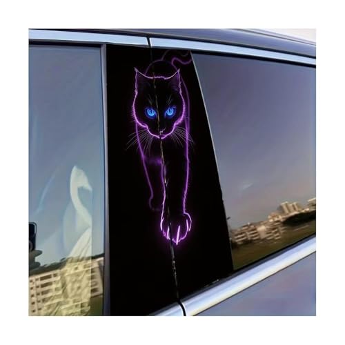 Autocollant de pilier central de voiture chat néon film brillant x2