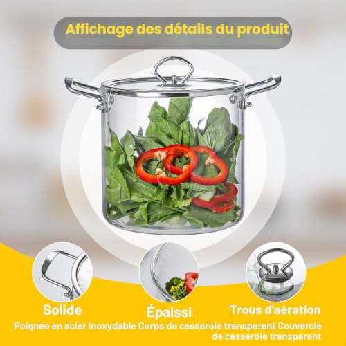 Marmite résistant à la chaleur 5.5L pour pâtes et soupe
