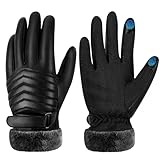 HETIE Guantes de Invierno para Hombre, Guantes de Invierno para Motocicleta, Resistentes al Viento y al Frío, Forro de...