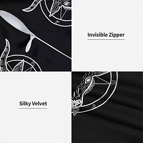 Wondertify Pentagram Demon Throw Pillow Covers Baphomet Satanic Goat Head Symbol Tattoo Square Pillow Cases Set Of 2 For Decorative Cushion Bed Couch Sofa White Black 18"X18" #TOP6