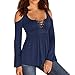 Produktbild Bluse Damen Herbst Shirt Reizvoller Übergröße Einfarbig Bandagen Kalte Schulter Sweatshirt T-Shirt Langarm Oberteil Tops Langarmshirt Lose Hemd Tunika (S-5XL)