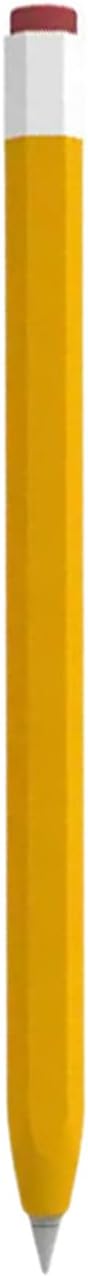 Apple Pencil 1st Generation 2nd Generation Silicone Protective Case Cover Cute Pencil Design Easy Grip Cover Grip Anti-Slip Lightweight Full Body Protective Soft Silicone Material Thin Case Eraser Wind Cap Yellow 1st Generation