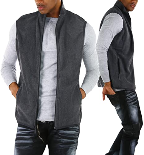Image of ToBeInStyle Men's Zip Up Sleeveless High Collar Polar Fleece Vest