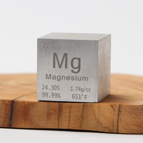 Pevfeciy 1 Inch MagnesiumWürfel 25,4 mm Metall Dichte Würfel reines Metall hohe Dichte Element Würfel für Element Sammlungen Labor Experiment Material Hobbys