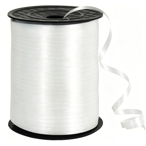 BEISHIDA 500 Yards Matte White Curling Ribbon Balloon String Crimped Ribbons for Gift Wrapping Ribbon for Birthday Halloween Party Decoration Festival Art Craft Christmas Gift Wraps