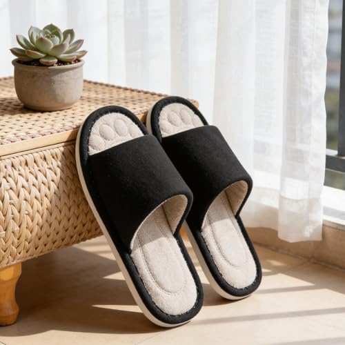 Dokela Mens Open Toe House Slippers Breathable Slip-on Indoor Slippers with Memory Foam Soft Machine Washable Bedroom Home Shoes - 5