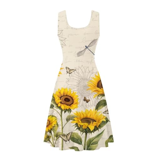 Image of TOADDITDO Women's Sleeveless O Neck Beach A-Line Party Coctail Tank Dresses Flared Sundress