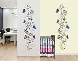COVPAW® Wandtattoo Wandaufkleber XXL Blumen Ranke Schmetterling Wandsticker Wandbild Bilder Wohnzimmer Schlafzimmer Deco