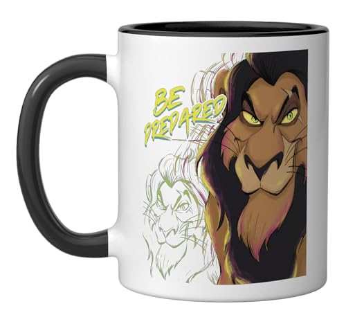 Disneys The Lion King Scar Be Prepared Villains Halloween Ceramic Mug, Black/White