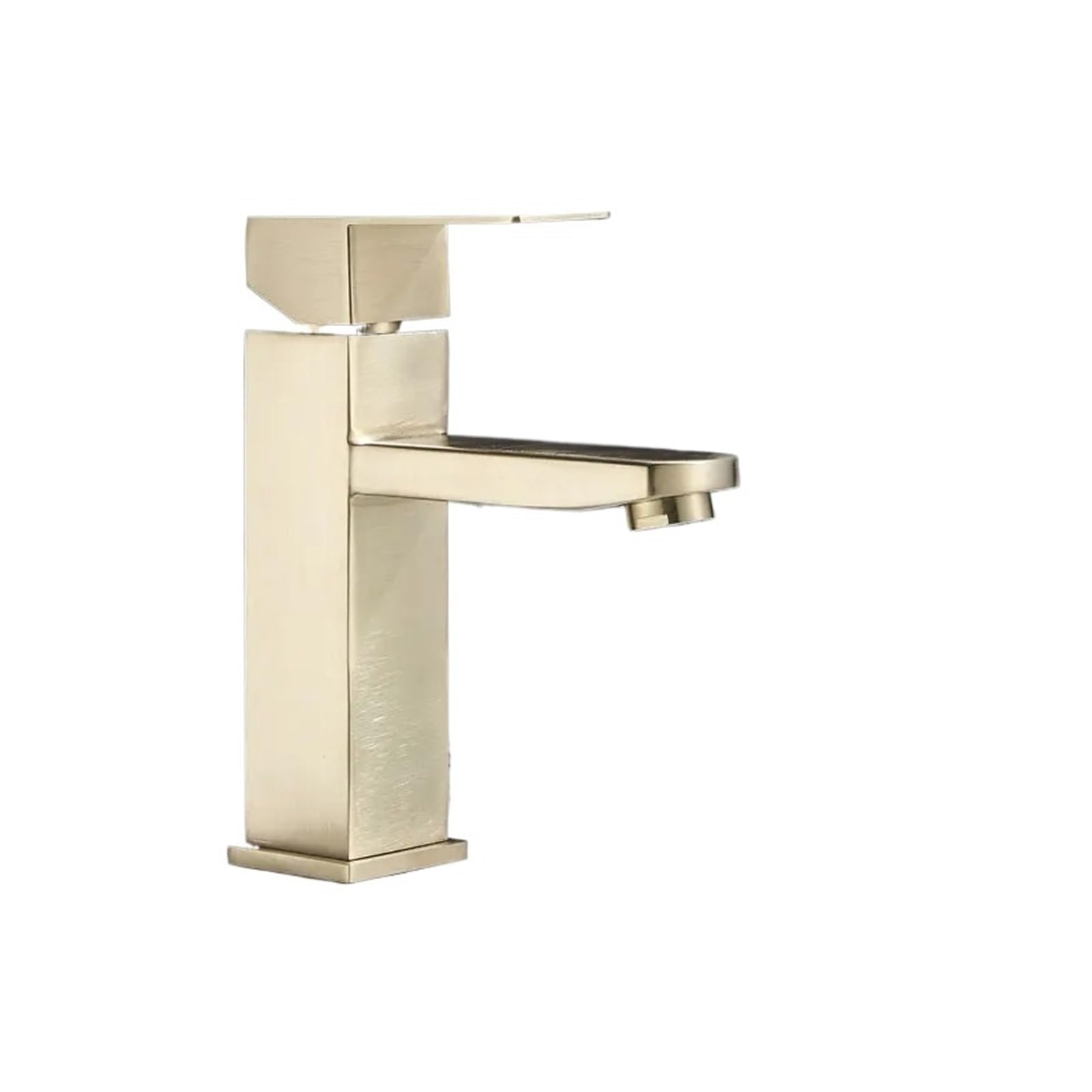 Mitigeur doré brossé pour lavabo élégant au design carré unique