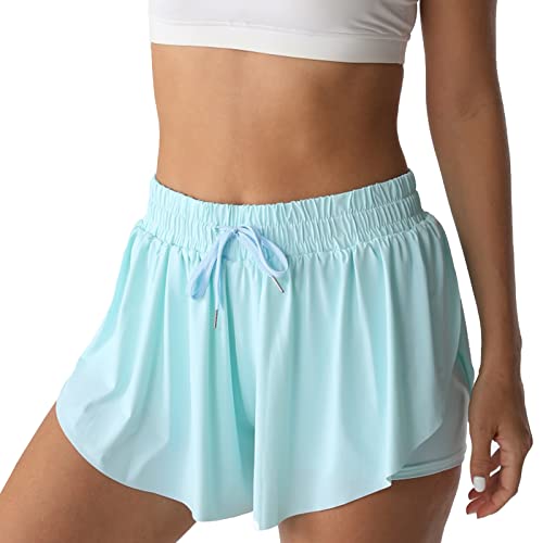 Image of Flowy Athletic Shorts for Women Running Tennis Butterfly Shorts Girls 2-in-1 Double Layer Quick-Drying Comfy Shorts