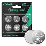 Enegitech CR2025 Lithium Coin Batteries Button 2025 3V Lithium Battery Use in Key Fobs, Fitness Watches, 3D Glasses, Calculators, Remote Controls, Thermometers (6 Pack)