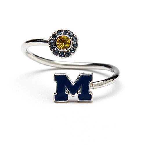 Stone Armory University of Michigan Wolverines Gifts for Women - Blue Michigan Ring with Crystals - Hypoallergenic and Adjustable Sizes 5-12 - Michigan Wolverines Jewelry