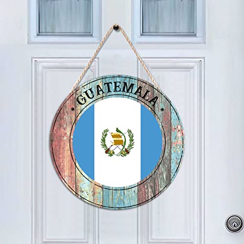 Cheyan Round Front Door Sign Guatemala Wood Sign for Room Wall Decor Natural Wood Bedroom Living Room Hanging Rustic Farmhouse Decor 10"x10", Guatemala Wood