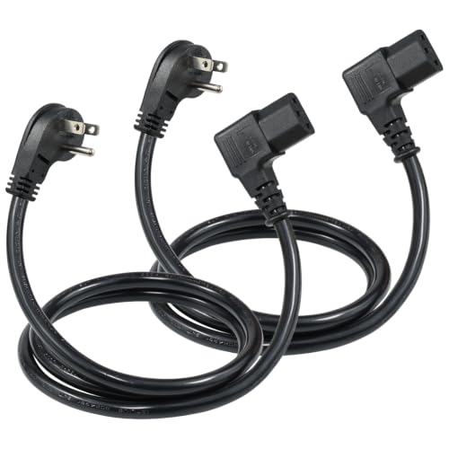 KUNCAN 45-Degree Flat Plug Computer Power Cord, 2-Pack Right-Angle C13 3FT by KUNCAN - Used condition - US$13.97