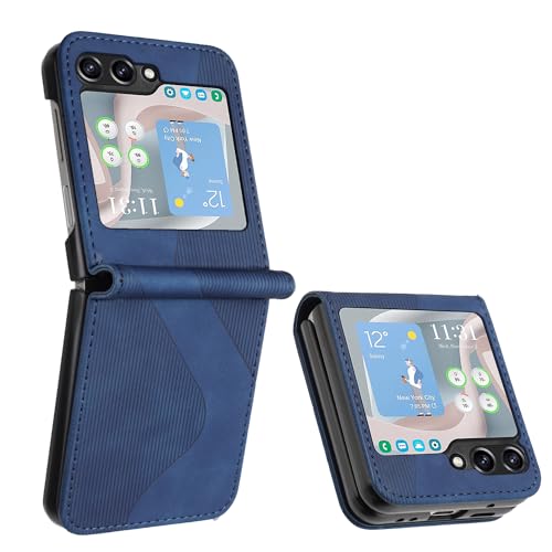 ZONNAVI Funda para Samsung Galaxy Z Flip 5, Funda Libro de Cuero con Ranura para Tarjeta y Magnético, Wallet Flip Caso Cubierta Case Carcasa para Samsung Z Flip 5 (Azul)