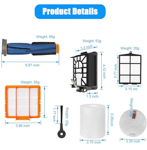 Image of Replacement Parts Accessories Kit for Shark AI AV2511AE AV2501S AV2501AE RV2502AE RV2520AOUS AV2510AOUS Robot Vacuum Cleaner- 1 Main Brush, 4 Filters, 6 Side Brushes, 1 Foam Filter (12 Pack)