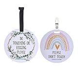 (Three Little Tots) No Touching Baby Car Seat and Stroller Two Pack- Baby Safety No Touching Car Seat Sign, Stroller Sign, Newborn Car Seat Tag- CPSIA Safety Tested (Eucalyptus/Rainbow)