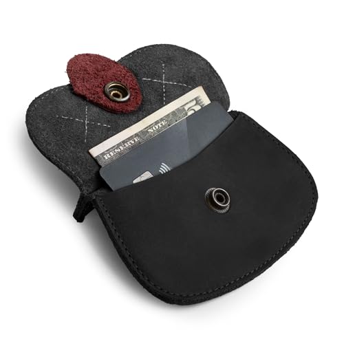 Image of Hide & Drink, Cat Shape Wallet Handmade from Full Grain Leather - Cartoon Black