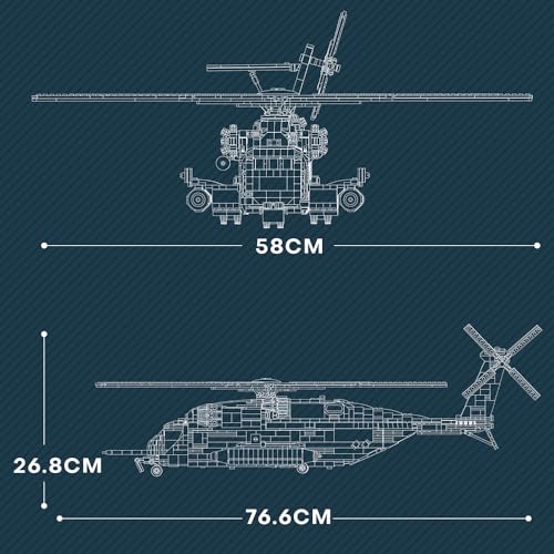 Reobrix 33037 CH-53E Super Hengst Transport Hubschrauber Bausteine Set, 2192 PCS Flugzeug Modell Bausätze, pädagogische Spielzeug Geschenke für Kind und Erwachsene