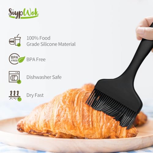 Large Silicone Basting Brush Set, 3 Pack Heat Resistant Cooking Brush for Sauce Oil Butter Marinade Meat Glazing for BBQ Grill Kitchen Baking Cooking Pastries-Dishwasher Safe