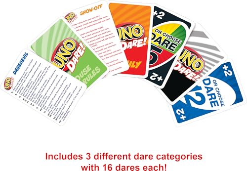 Mattel Games UNO Dare Card Game for Families & Parties Featuring Challenging & Silly Dares from 3 Different Categories by Mattel Games - Image 3