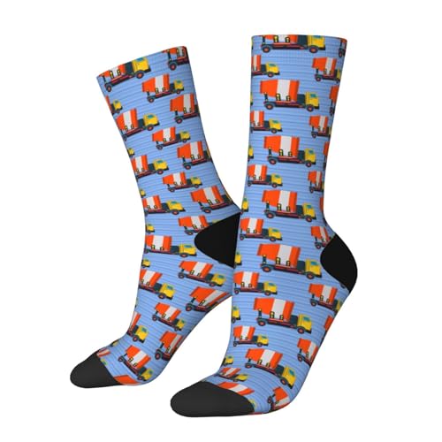Seamless Pattern Of Concrete Mixer Truck Socks For Men Women Gift Sport Wicking Crew Socks Warm Cozy Socks