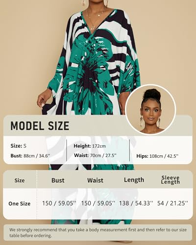 Image of Bsubseach Women Floral Print Kaftan Dresses Plus Size Bathing Suit Cover Up Moo Moos Caftan Beach Dress for Swimwear Summer