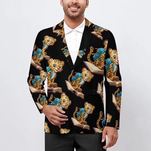 Cheetah Love Book Mens Casual Blazer Button Suit Jacket Lightweight Sport Coat for Work Business2