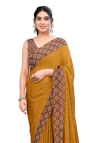 Image of MIRCHI FASHION Women Saree Ethnic Motif Print Chiffon | Breathable Lightweight Plain Weave Sari for Office and Daily Use (Available in 20 Designs)