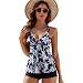 Produktbild BEACHKINI Frauen Tankini, Zweiteiliges Set Badebekleidung, Sport Badeanzug, Doppelte Schulter Weste Rock Top mit Shorts, Kokosnussbaum, EU38
