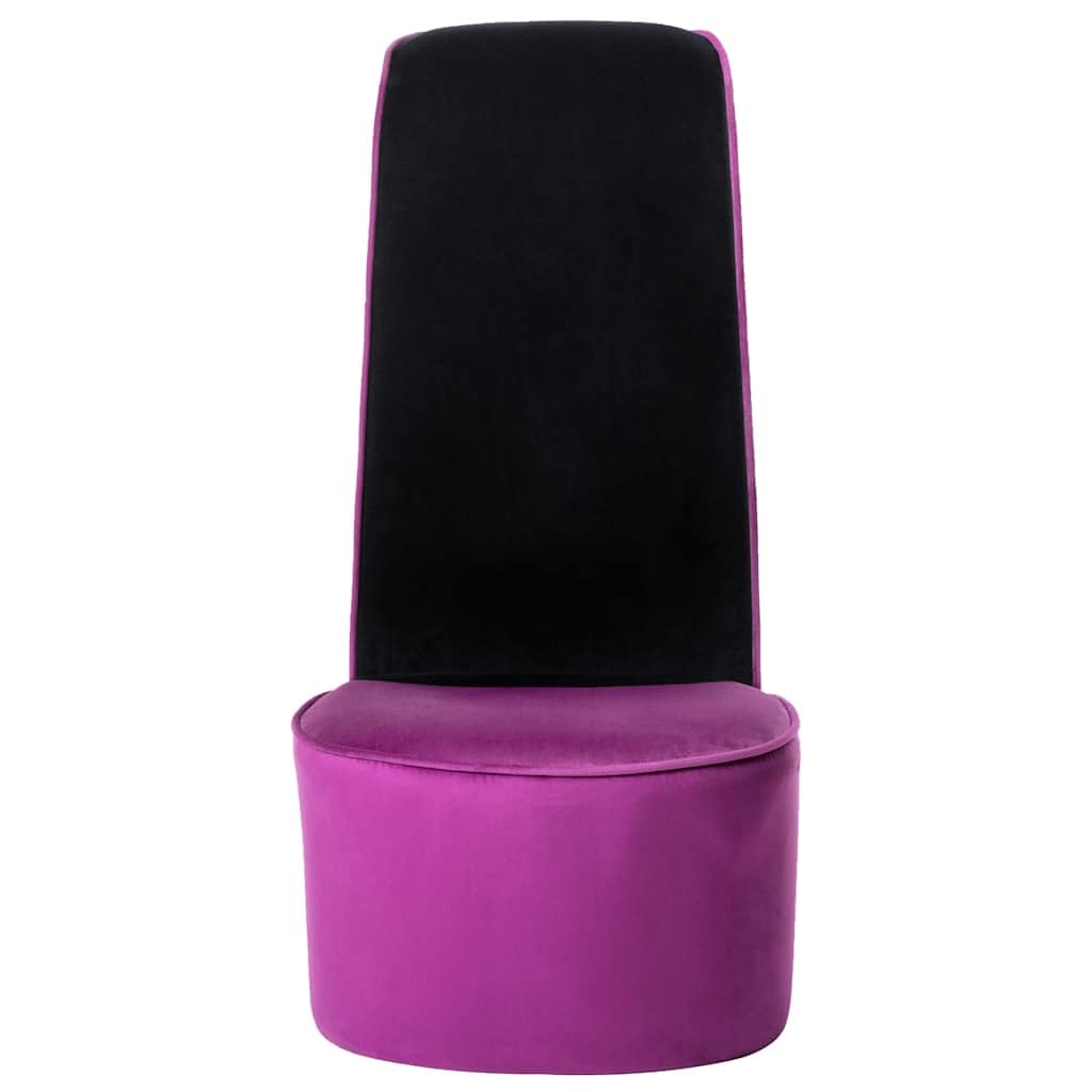 Chaise Talon Haut Violet et Noir - Fauteuil de Salon Original en Forme de Chaussure, Siège en Velours Design pour Chambre, Entrée et Soirée à Thème - Dimensions 43 x 82,5 x 85,5 cm